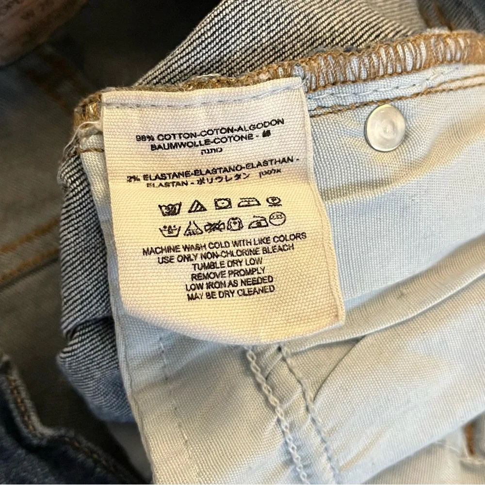 Free People Womens 26 Blue Jeans Distressed Straight Leg Frayed Cuffs Mid Rise